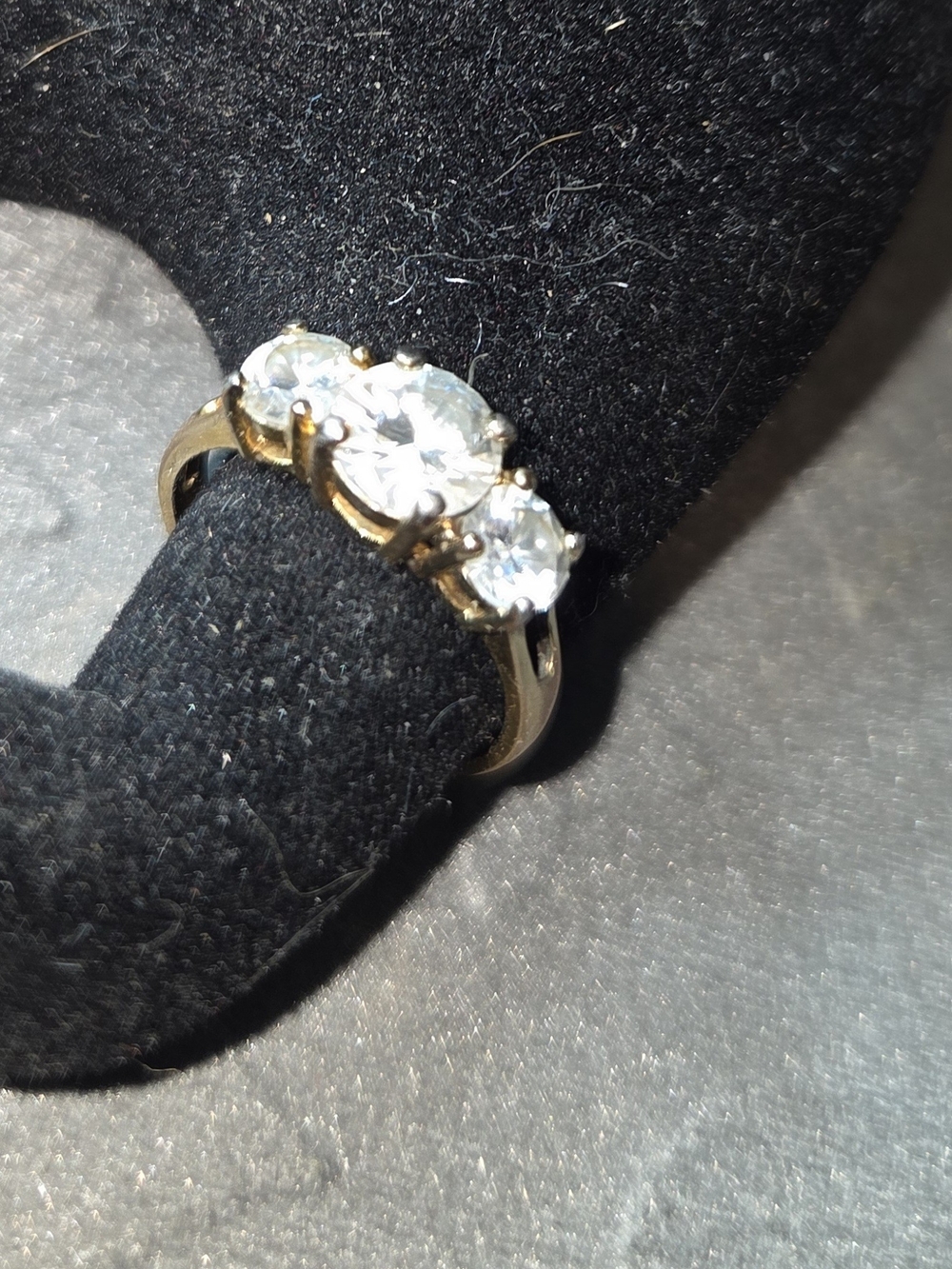 Gold Three-Stone CZ Ring - Women Jewelry